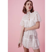Love & Lemons Elegant Lace Ruffle Mini Dress S