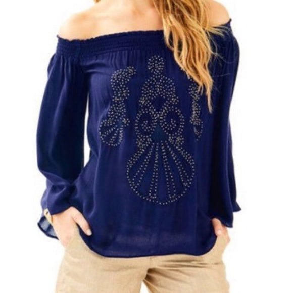 Lilly Pulitzer "NITA" Off Shoulder Blouse Top