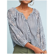 Akemi + Kin Anthropologie Presley Gingham Check Blouse Top XS