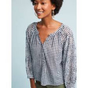 Akemi + Kin Anthropologie Presley Gingham Check Blouse Top XS