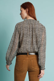 Velvet by Graham & Spencer Anthropologie Mel Leopard Printed Top S
