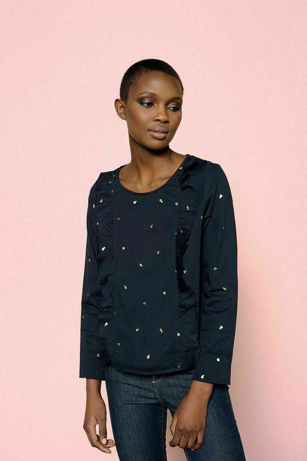 Des Petits Hauts Wilfried Frutti Printed Blouse Top M T-2