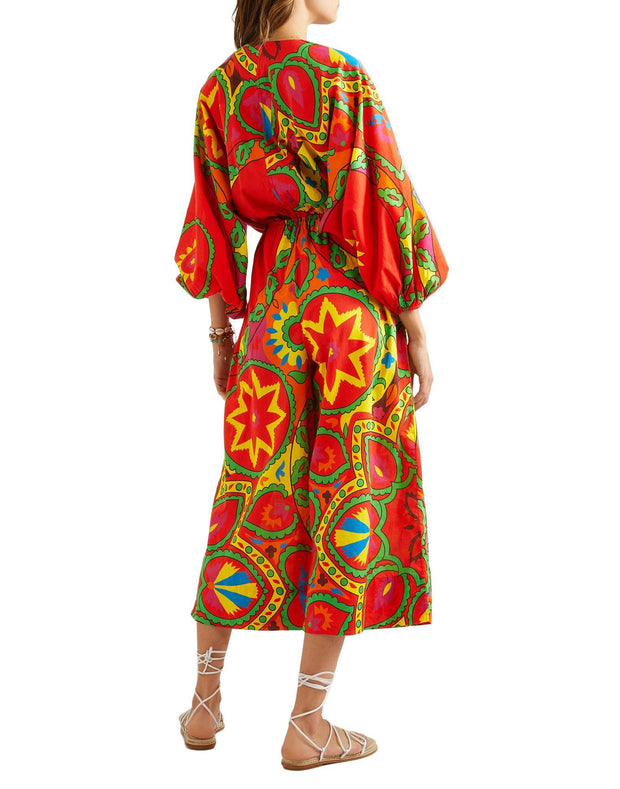 Rhode Women's Red Blake Printed Cotton-voile Jumpsuit Dress
