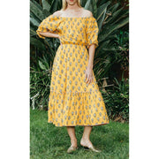Rhode Resort Frida Off The Shoulder Yellow Midi Dress