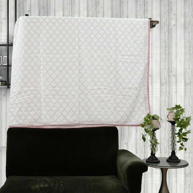 White Chocolate Handmade Block Print Quilt Coverlet Organic Cotton Bedding Cover
