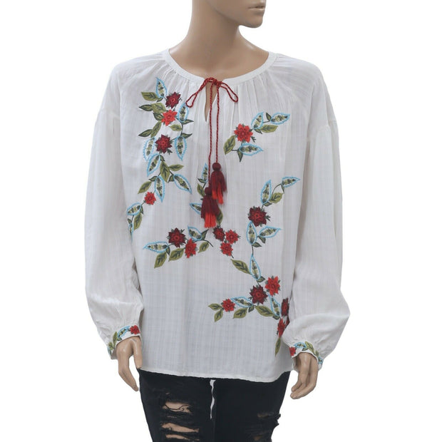 Akemi + Kin Anthropologie Embroidered Blouse Top S