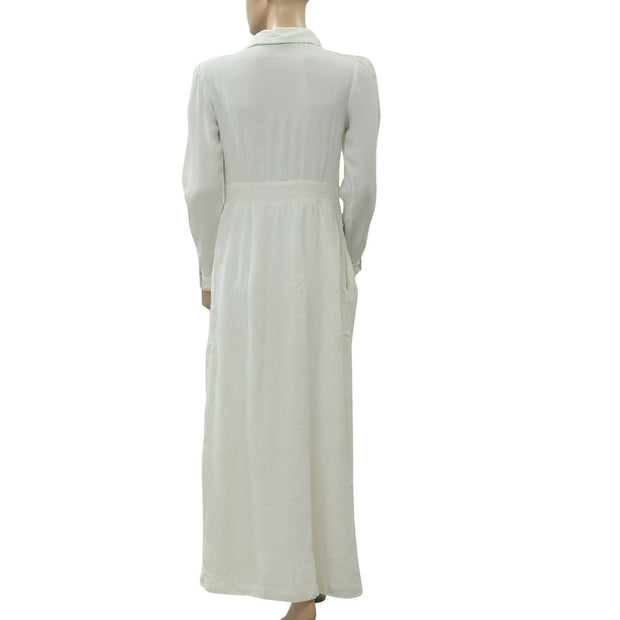 Brigitte Bardot Lace Fabiola Pintuck Long Maxi Dress S