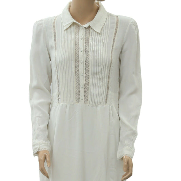 Brigitte Bardot Lace Fabiola Pintuck Long Maxi Dress S