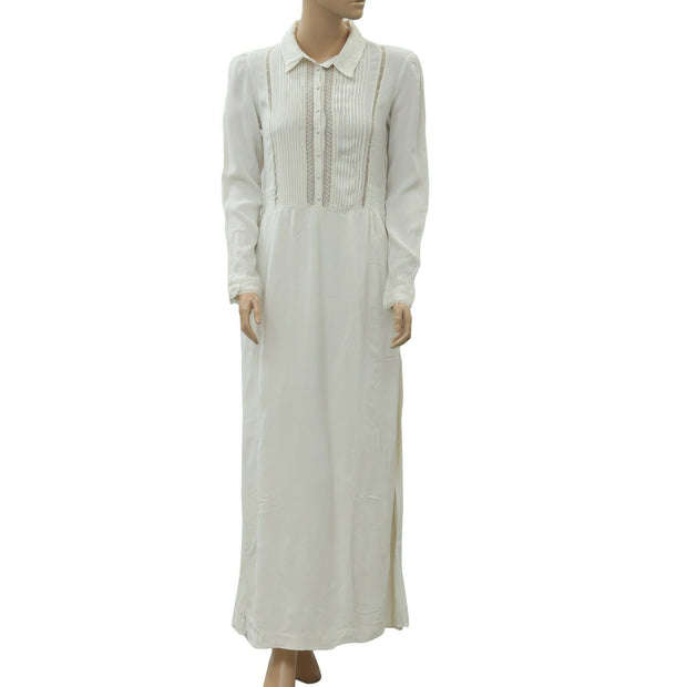 Brigitte Bardot Lace Fabiola Pintuck Long Maxi Dress S
