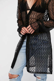 Free People We The Free Lou's Shirt Mesh Embroidered Mini Dress