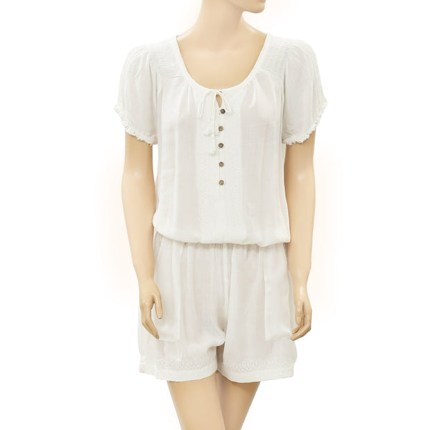 Lilka Anthropologie Long Weekend Embroidered Romper S