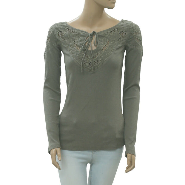 Free People With Love Lace Detail Blouse Top S