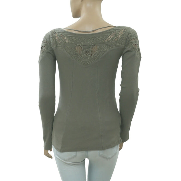 Free People With Love Lace Detail Blouse Top S