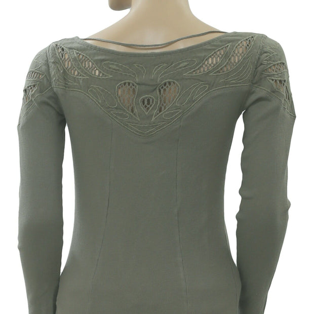Free People With Love Lace Detail Blouse Top S
