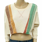 Urban Outfitters Saskia Pieced Embroidered Thermal Sweatshirt Crop Top