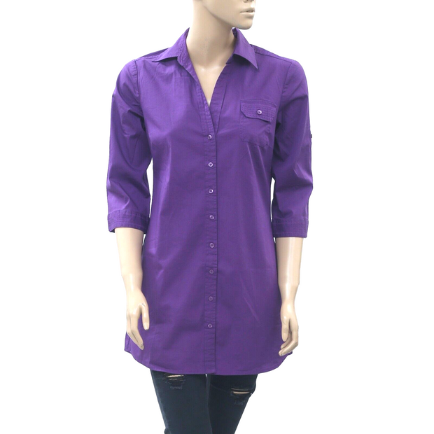 S.Oliver Women's Solid Buttondown Tunic Shirt Top XS 34