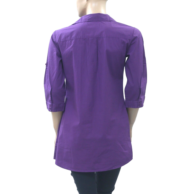 S.Oliver Women's Solid Buttondown Tunic Shirt Top XS 34