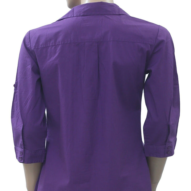 S.Oliver Women's Solid Buttondown Tunic Shirt Top XS 34