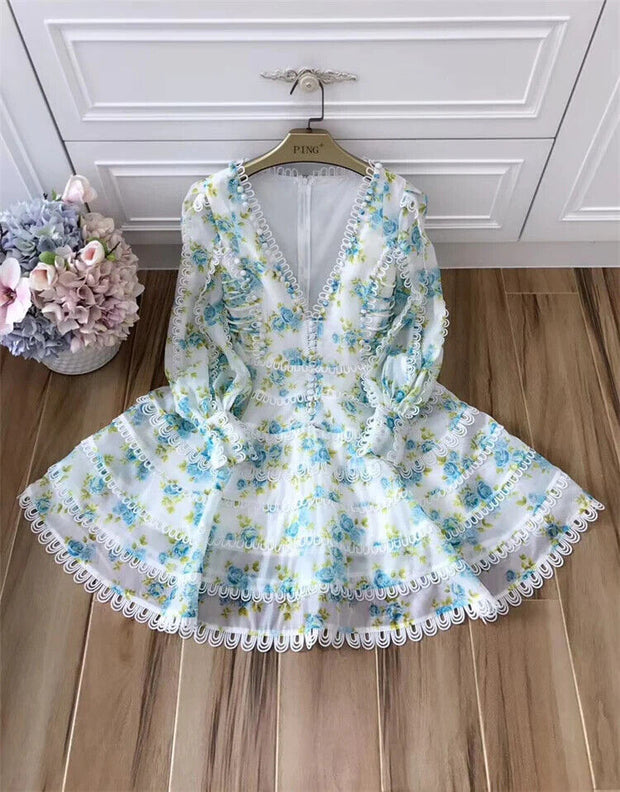 Asos Design Floral Printed Babydoll Mini Dress S