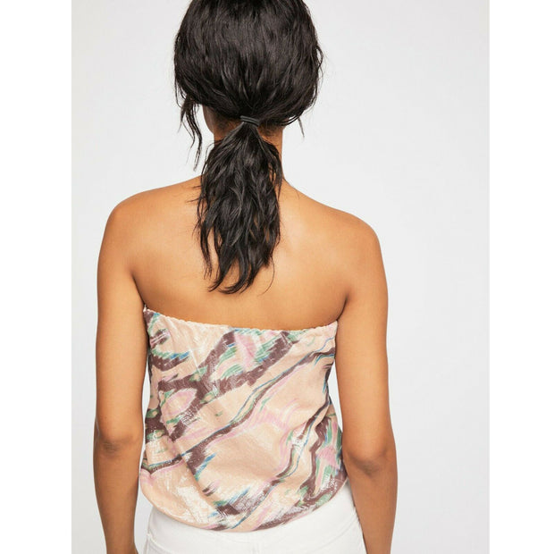 Free People FP One Sunwashed Knit Blouson Shimmer Tube Top