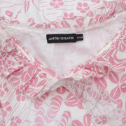 Antik Batik Printed Ruffle Wrap Pink Ivory Boho Dress S 38