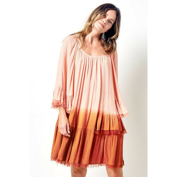 Corey Lynn Calter Veronica Tunic Dress Dip Dye Prairie Ruffle XS