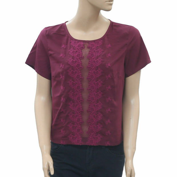 Topshop 孔眼花卉刺绣衬衫上衣 S-6