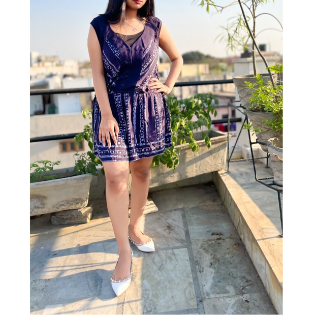 Ecote Urban Outfitters Printed Navy Romper Dress M