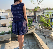 Ecote Urban Outfitters Printed Navy Romper Dress M