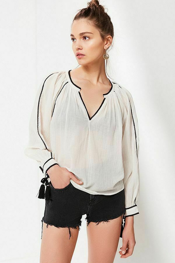Urban Outfitters UO Wild Horses Ivory Blouse Top