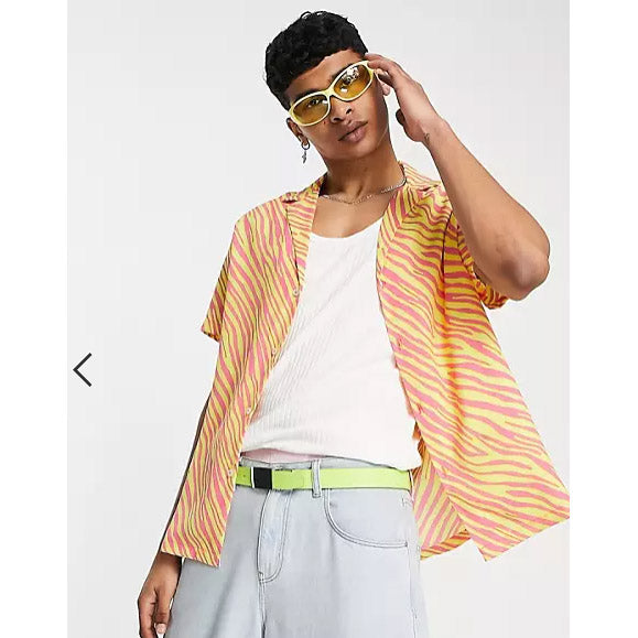 ASOS DESIGN Men's Regular Zebra Print Shirt S