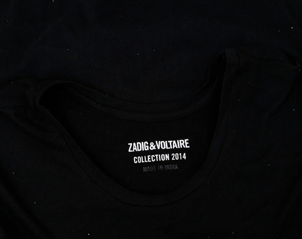 Zadig & Voltaire Beaded Embellished Metallic Black Blouse Top