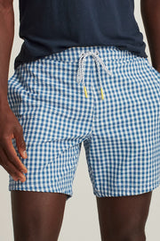 Bonobos Blue And White Gingham Print Swim Shorts XS
