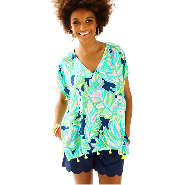 Lilly Pulitzer Sydney Caftan Printed Blouse Top XXS/XS
