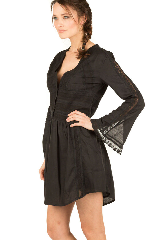IRO Kelen Lace Black Tunic Dress S-36