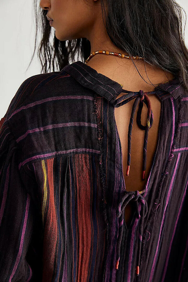 Free People We the Free Wild 侧条纹束腰衬衫上衣
