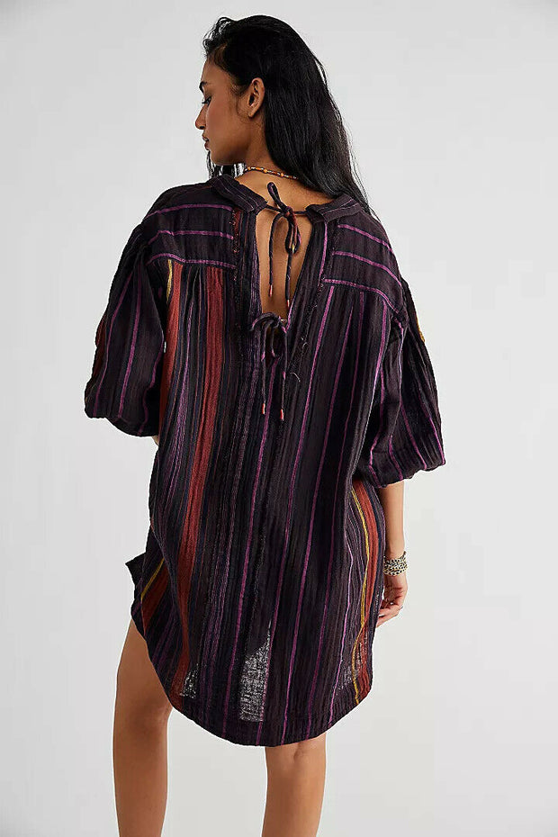 Free People We the Free Wild 侧条纹束腰衬衫上衣