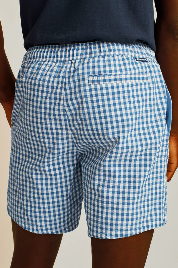 Bonobos Blue And White Gingham Print Swim Shorts XS