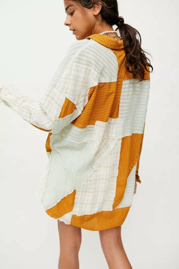 BDG Urban Outfitters Marco 拼接纽扣衬衫上衣