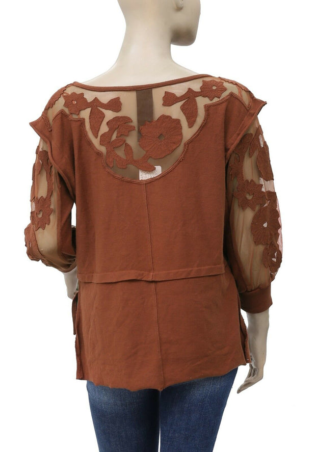 Free People New Romantics Tropicali T 恤花卉拼布衬衫上衣 S