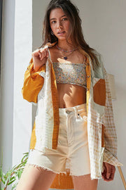 BDG Urban Outfitters Marco 拼接纽扣衬衫上衣