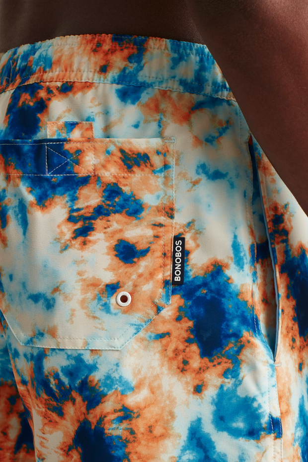 Bonobos Riviera Recycled Swim Blue Tie Dye Print Trunks Shorts