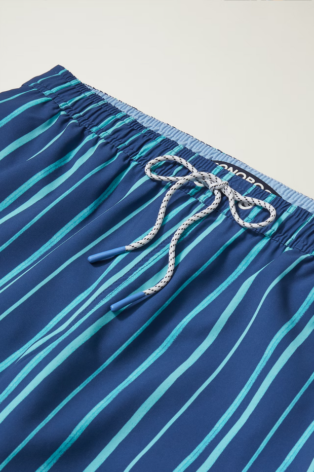 Bonobos Riviera Recycled Swim Painted Teal Stripes Trunks Shorts