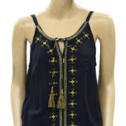 Grain De Malice Embroidered Tie Tunic Mini Dress