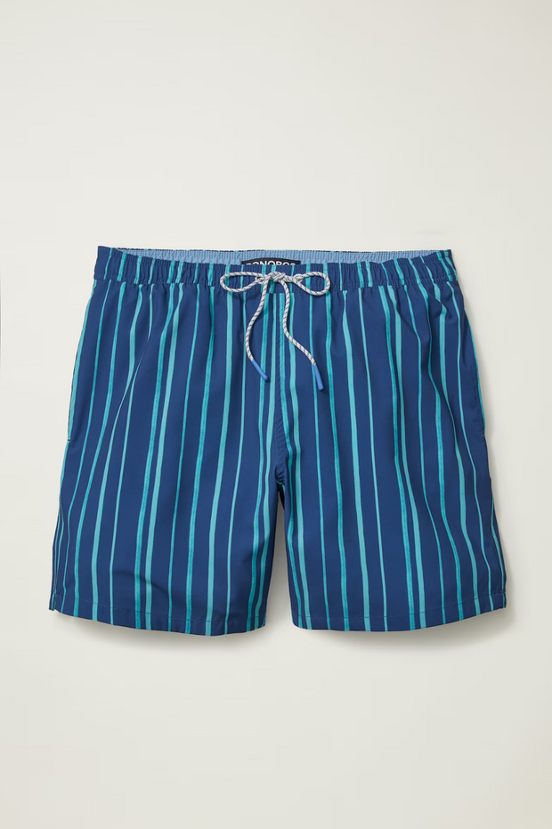 Bonobos Riviera Recycled Swim Painted Teal Stripes Trunks Shorts