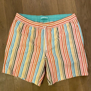 Bonobos Riviera Recycled Rainbow Stripe Print Swim Trunks Shorts XXL