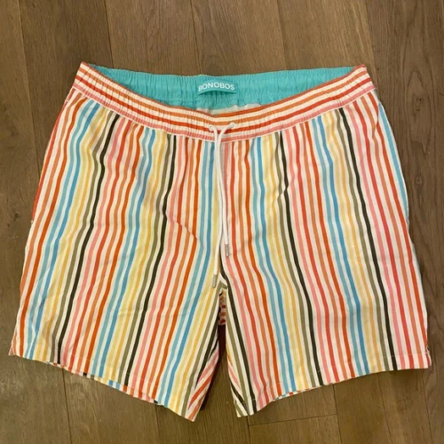 Bonobos Riviera Recycled Rainbow Stripe Print Swim Trunks Shorts XXL