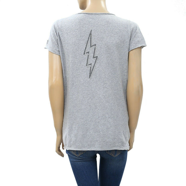 Zadig & Voltaire Tunisien Flashlight Beaded Blouse T-Shirt Top