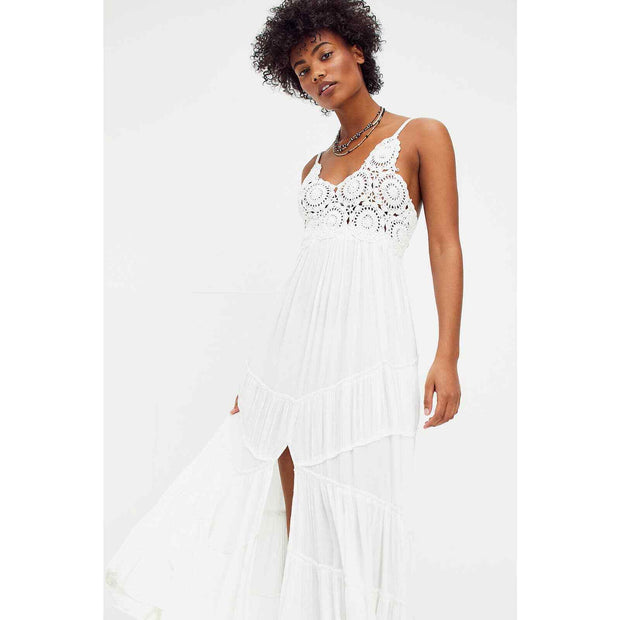 White crochet top maxi clearance dress