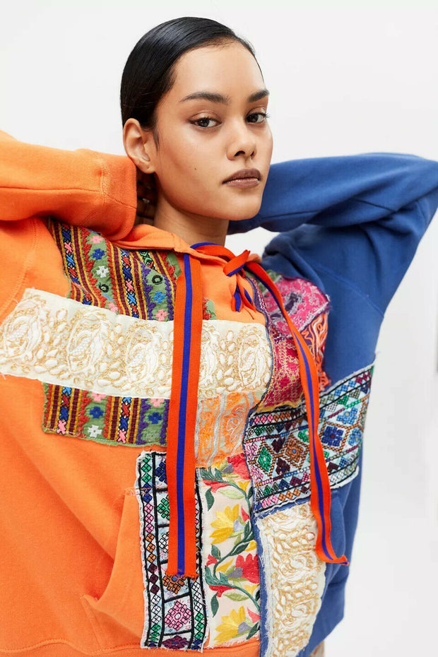 Kimchi Blue Urban Outfitters Campbell Patchwork Hoodie Sweatshirt Top